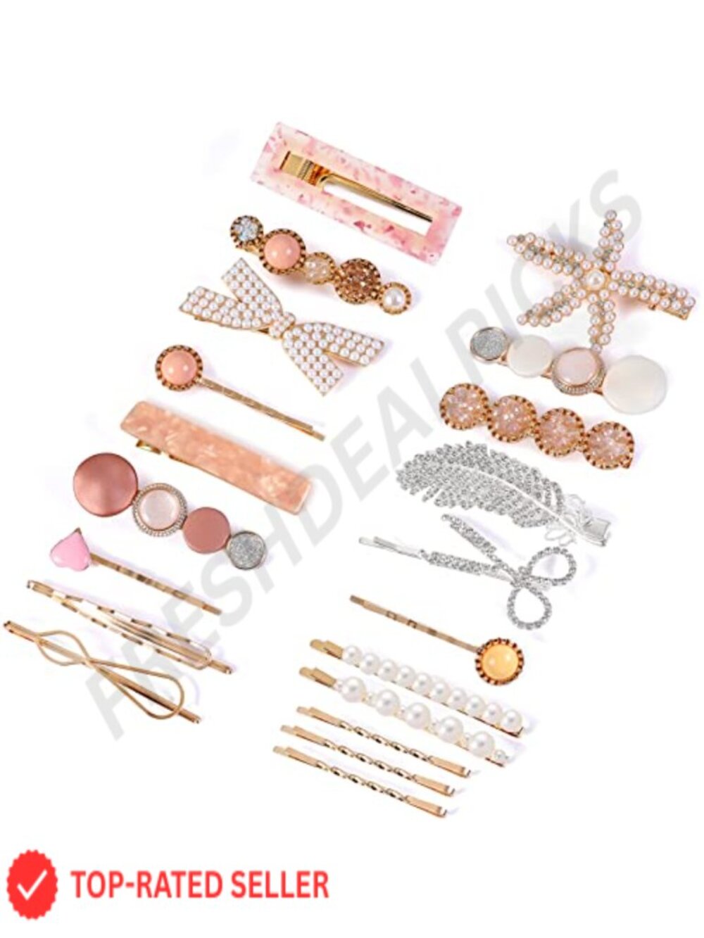 Pearl Hair Clips Set Acrylic Resin Barrettes Bobby Pins Hair Accessories